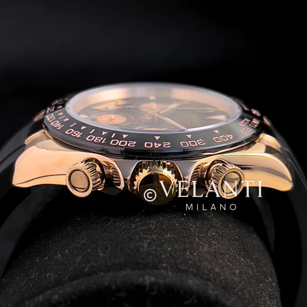 Daytona-style custom chronograph watch, Velanti Milano Veltona Arabic Rose Gold, product photo 8