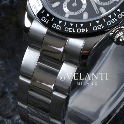 Daytona-style custom chronograph watch, Velanti Milano Veltona Black Panda, product photo 5