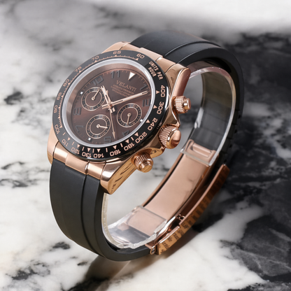 Daytona-style custom chronograph watch, Velanti Milano Veltona Chocolate, product photo 2