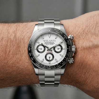 Daytona-style custom chronograph watch, Velanti Milano Veltona Panda, product photo 3