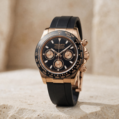 Daytona-style custom chronograph watch, Velanti Milano Veltona Rose Gold, watch detail photo 5