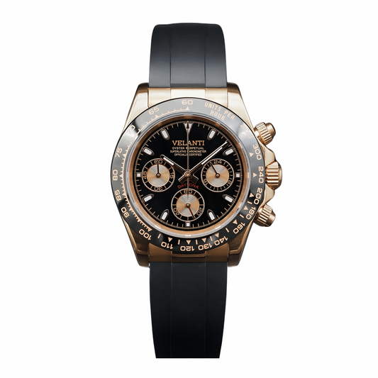 Daytona-style custom chronograph watch, Velanti Milano Veltona Rose Gold, main product photo
