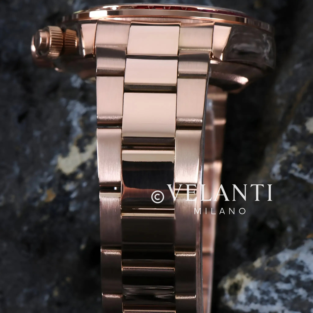 Daytona-style custom chronograph watch, Velanti Milano Veltona Rose Gold Rainbow, product photo 6