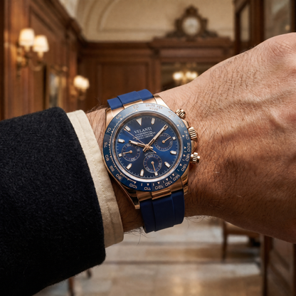Daytona-style custom chronograph watch, Velanti Milano Veltona Royal Blue, product photo 3