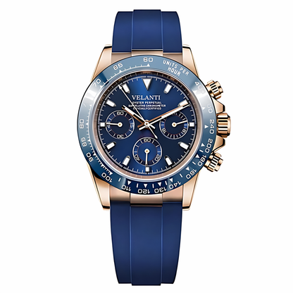 Daytona-style custom chronograph watch, Velanti Milano Veltona Royal Blue, main product photo